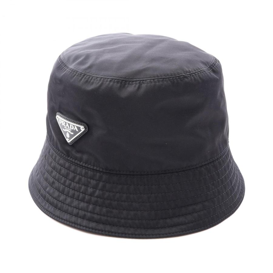 PRADA Re-Nylon バケットハット M ブラック 三角ロゴ PRADA（プラダ） Re-Nylon 三角プレート バケット ブランドオフ