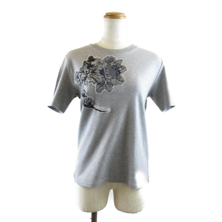 高級感 ルイヴィトン 刺 Tシャツ グレー コットン ランクa