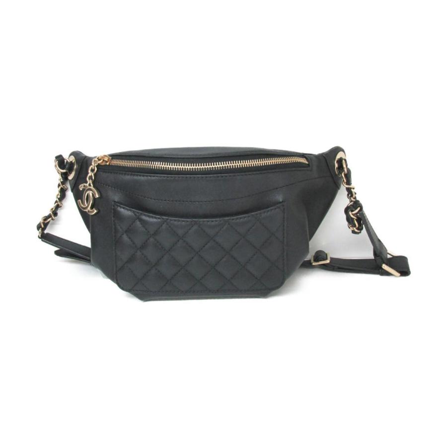 アウトレット送料無料 シャネル ボディバッグ ウエストバッグ ブラック 羊革 ラム ランクa 55 以上節約 Mainlaptop Com Vn
