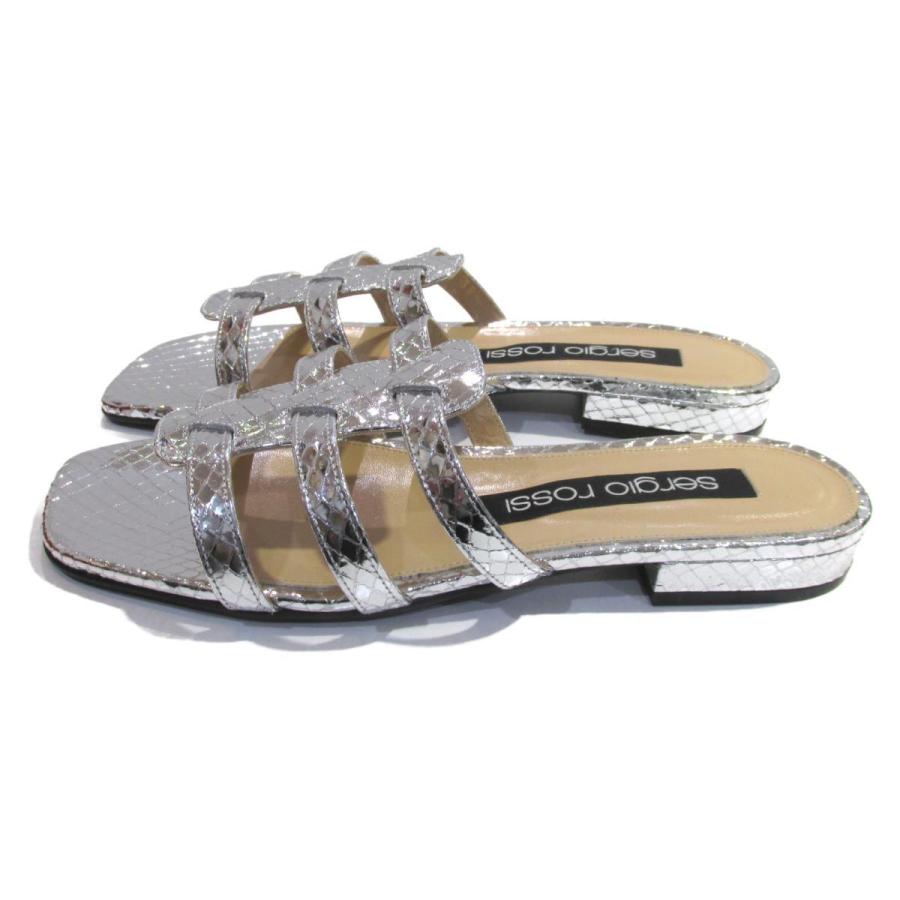 新品未使用 sergio rossi メタリックミュール 38.5シルバー