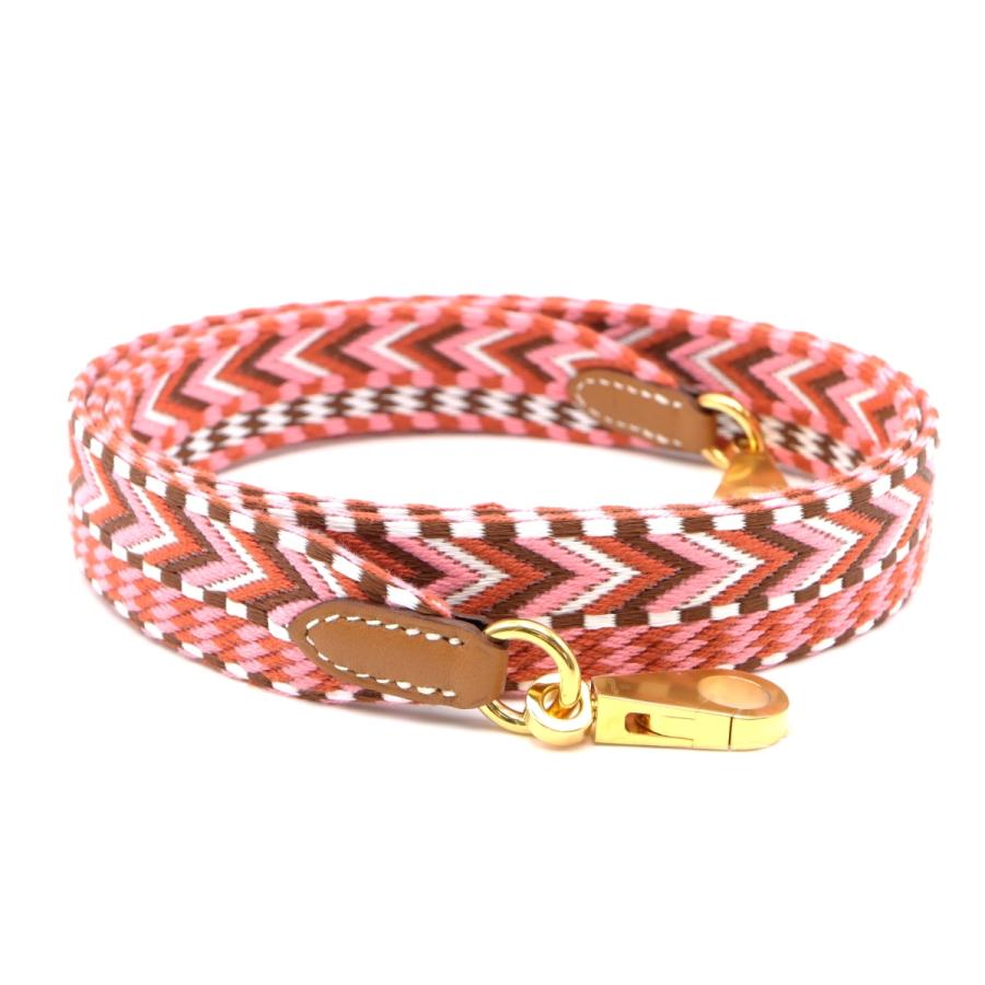 HERMES エルメス バンドリエール ピンク系 ゴールド金具 コットン 