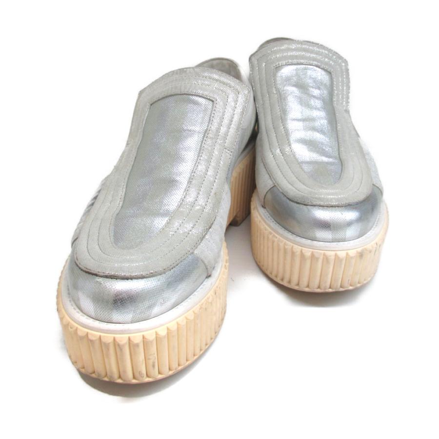 CHANEL シャネル スリッポン シルバー系 レザー 中古 レディース 