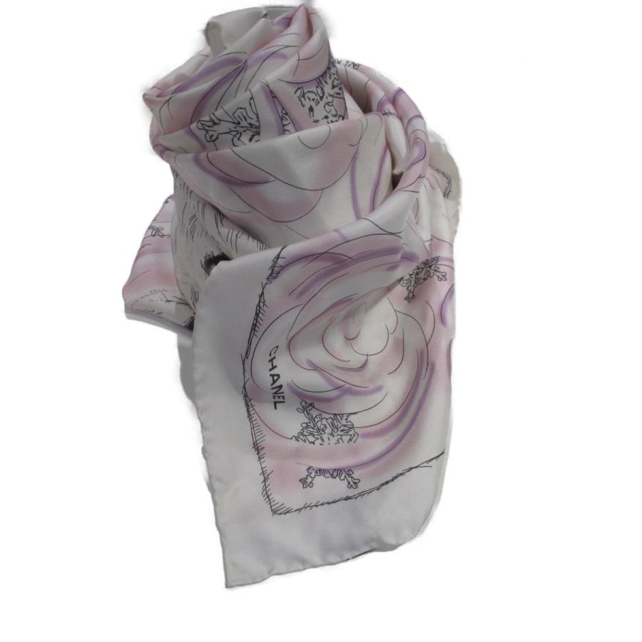 CHANEL シャネル スカーフ ホワイト系 シルク 中古 202207CP CHANEL シャネル スカーフ ホワイト系 シルク 中古 202207CP