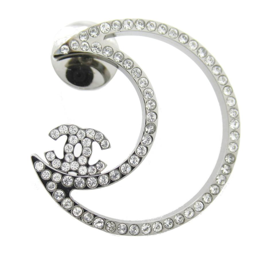 CHANEL シャネル ブローチ クレセント ムーン ラインストーン ピン 