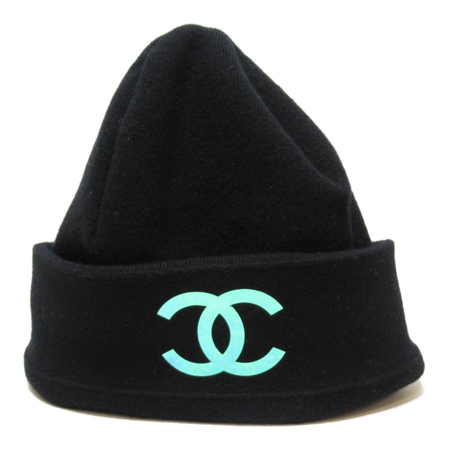 Chanel シャネル ニットキャップ 帽子 ニットキャップ レディースファッション ブラック系 ブランドオフ カシミア 中古