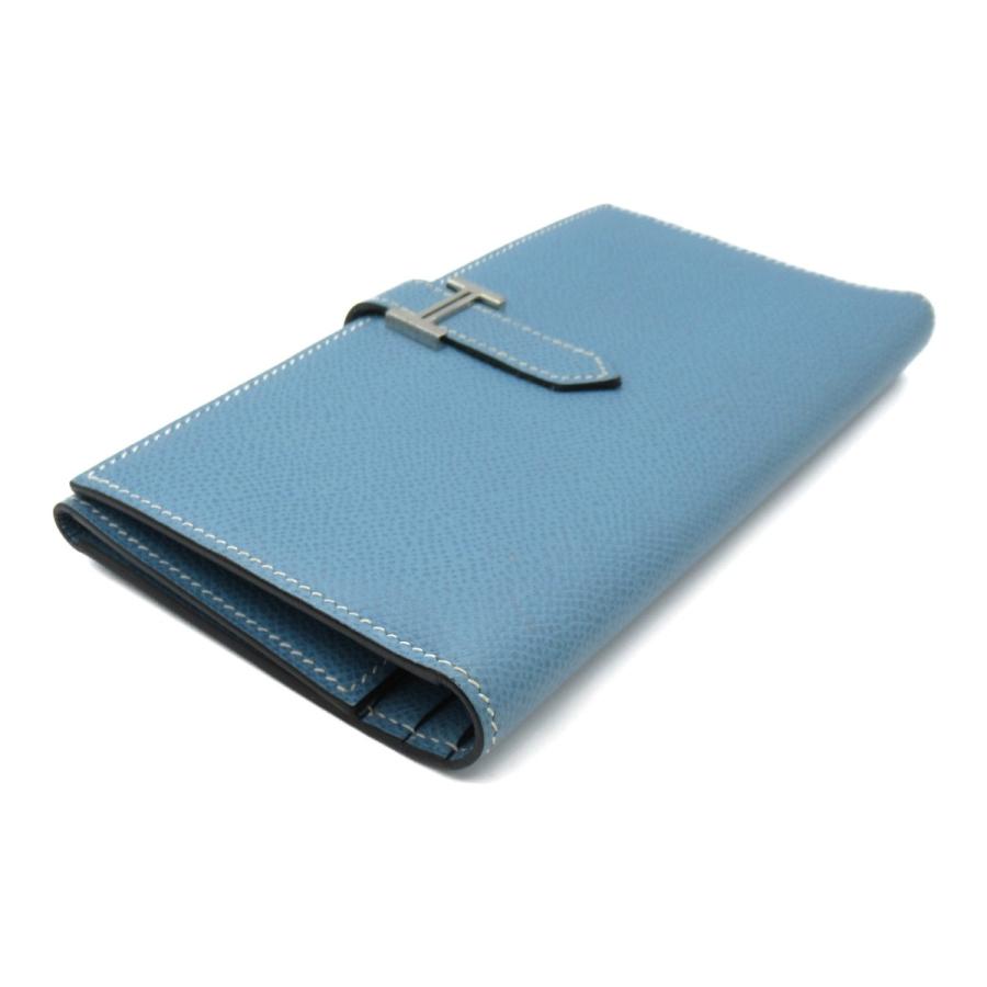 HERMES エルメス 三つ折長財布 ベアン ブルー系 レザー 中古 HERMES エルメス 三つ折長財布 ベアン ブルー系 レザー 中古