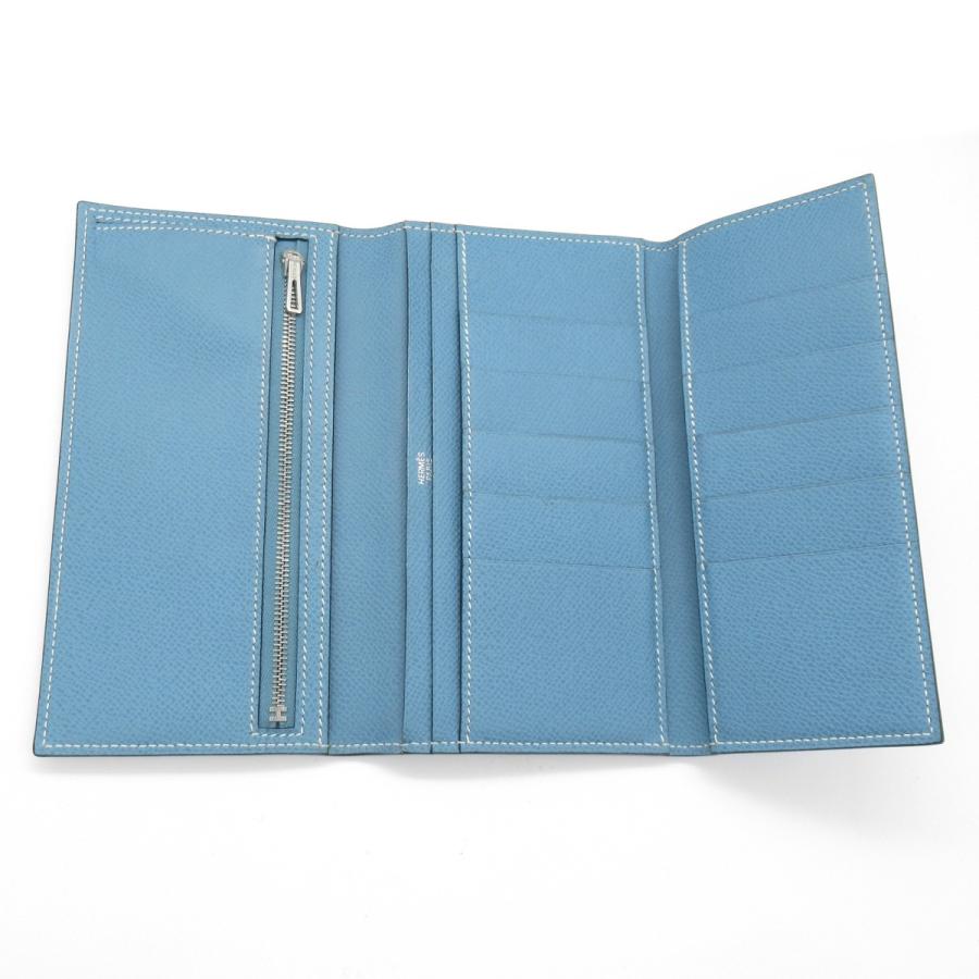 HERMES エルメス 三つ折長財布 ベアン ブルー系 レザー 中古 HERMES エルメス 三つ折長財布 ベアン ブルー系 レザー 中古