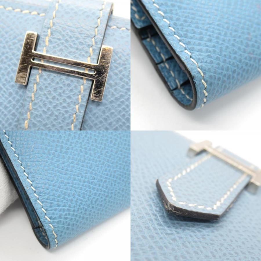 HERMES エルメス 三つ折長財布 ベアン ブルー系 レザー 中古 HERMES エルメス 三つ折長財布 ベアン ブルー系 レザー 中古