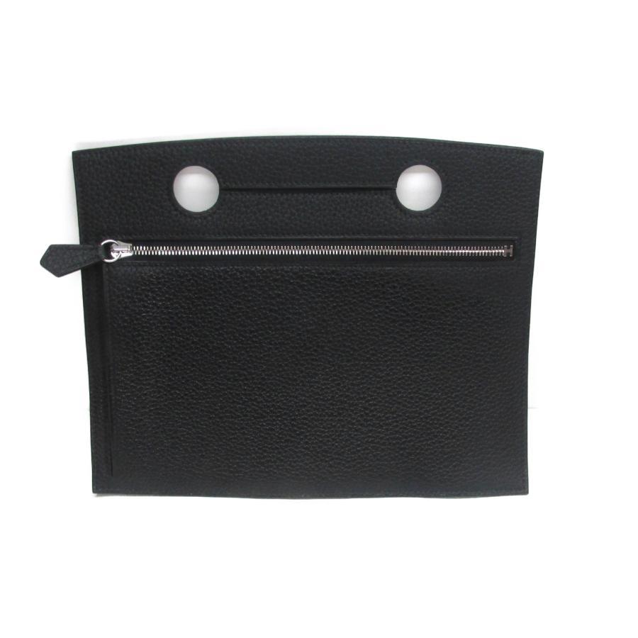 HERMES エルメス ポーチ バッグ用ポケット 30cm ブラック系 カーフ  