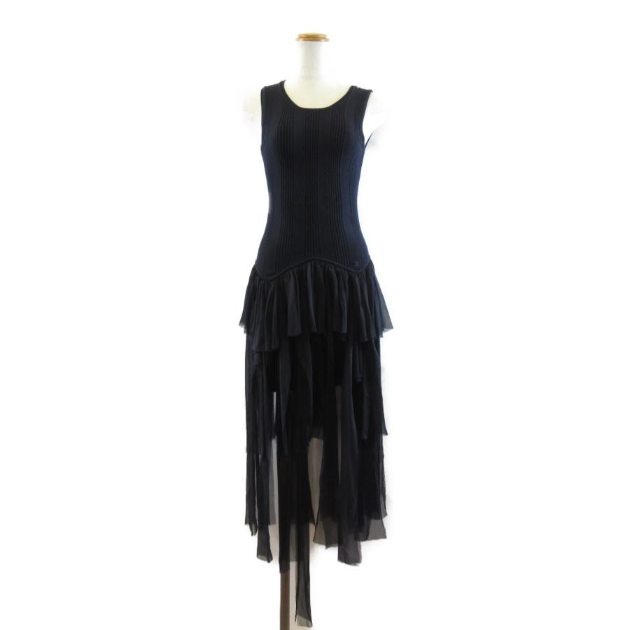 Chanel シャネル ワンピース 02ｃノースリーブ ワンピース ネイビー系 カシミア 中古 27cp ブランドオフ Yahoo 店 通販 Yahoo ショッピング