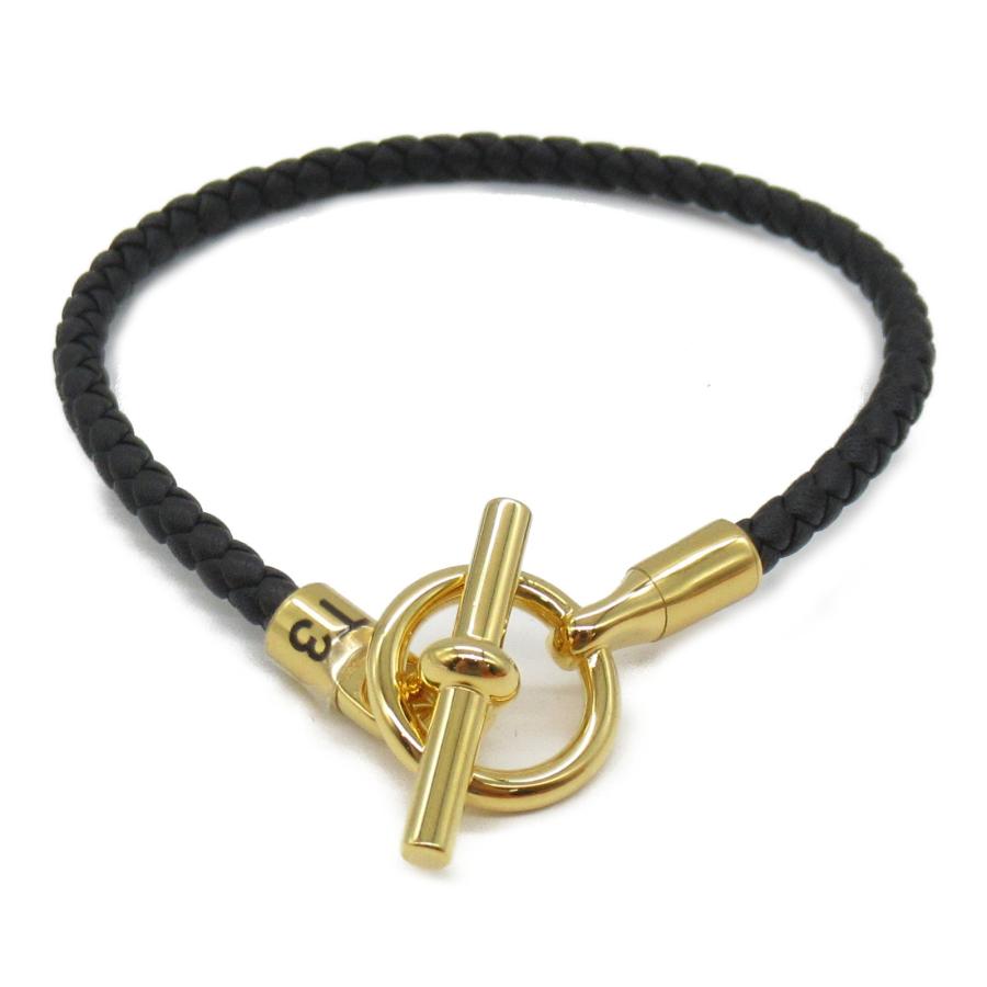 HERMES エルメス ブレスレット グレナン ブラック系 レザー 中古 HERMES エルメス ブレスレット グレナン ブラック系 レザー 中古