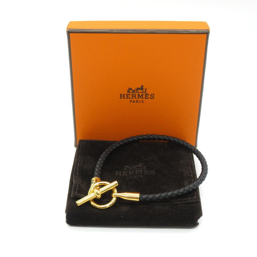 HERMES エルメス ブレスレット グレナン ブラック系 レザー 中古 HERMES エルメス ブレスレット グレナン ブラック系 レザー 中古