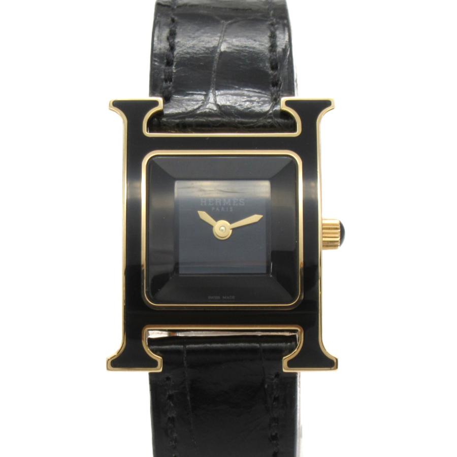 HERMES エルメス 腕時計 Hウォッチ ブラック系 K18PG（ピンクゴールド  