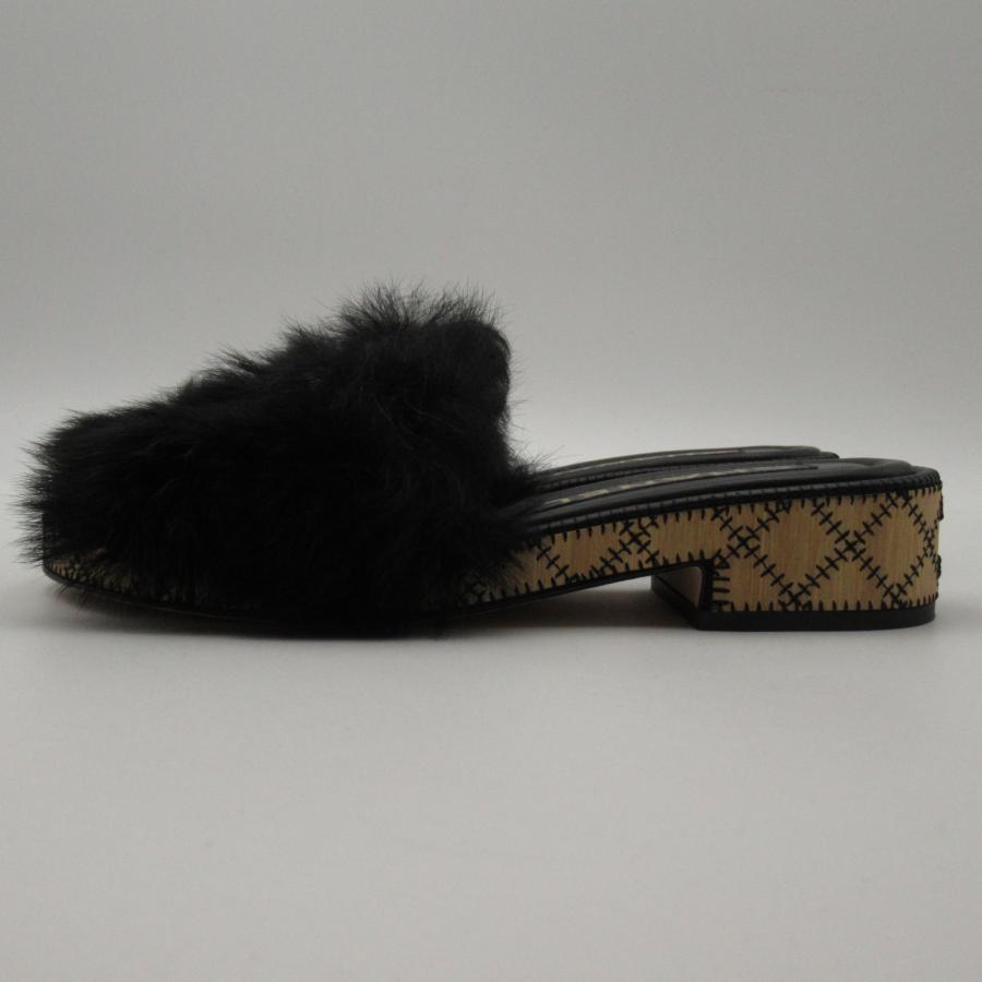CHANEL シャネル サンダル ファー ブラック系 その他 中古 CHANEL シャネル サンダル ファー ブラック系 その他 中古