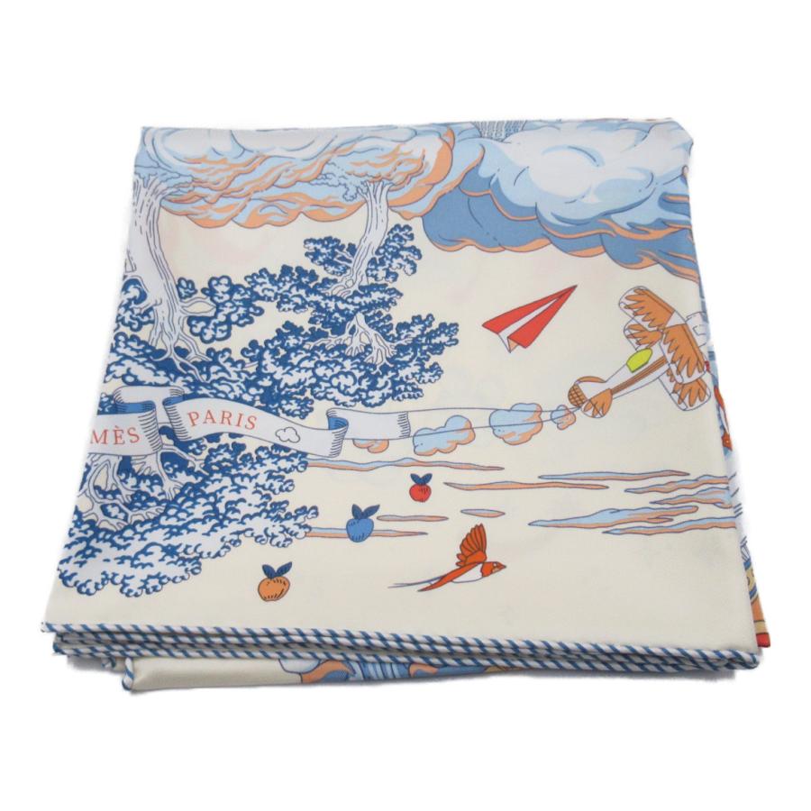 HERMES エルメス スカーフ カレ90 《私の雲》 ブルー系 シルク HERMES エルメス スカーフ カレ90 《私の雲》 ブルー系 シルク