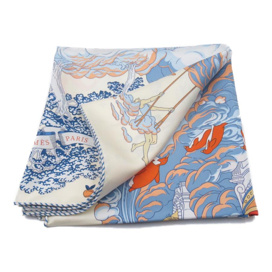 HERMES エルメス スカーフ カレ90 《私の雲》 ブルー系 シルク HERMES エルメス スカーフ カレ90 《私の雲》 ブルー系 シルク