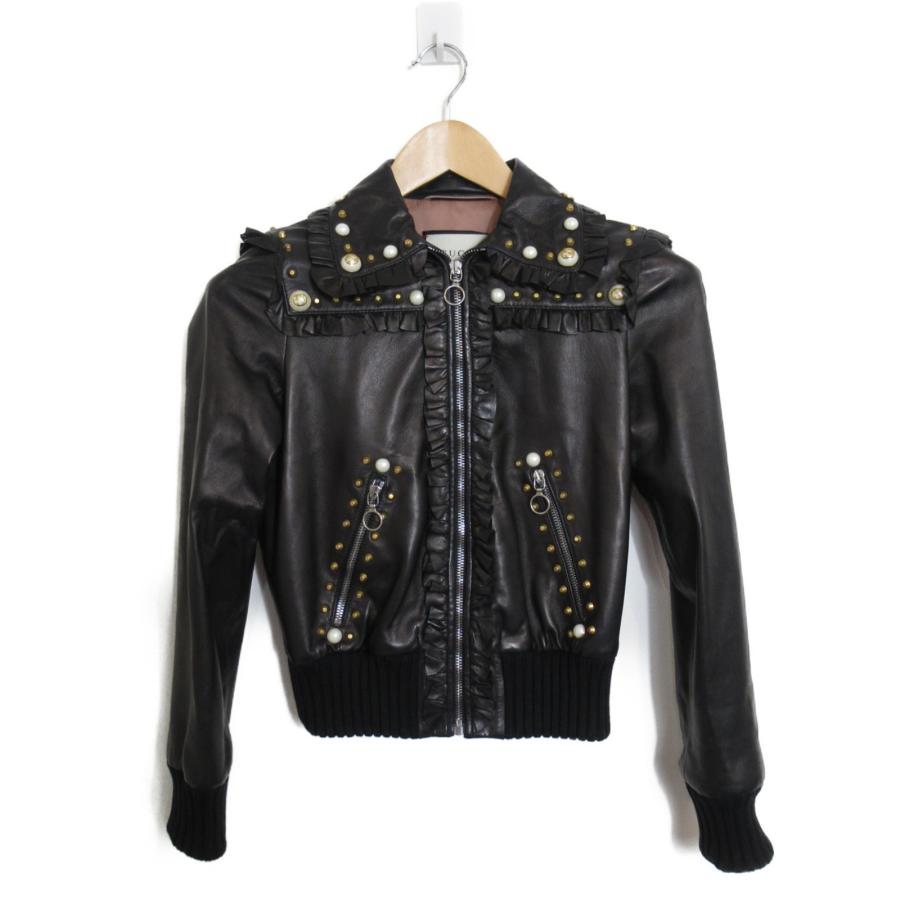 GUCCI グッチ ライダースジャケット レザーボンバージャケット 