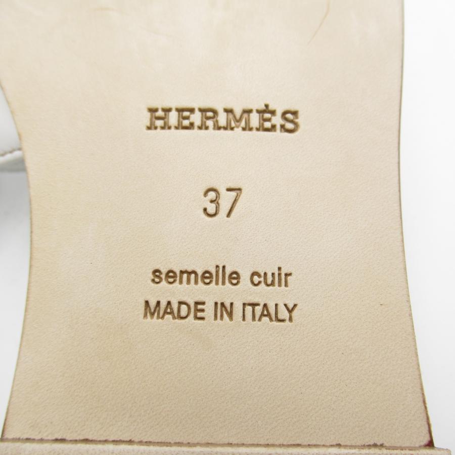 HERMES エルメス サンダル オラン ホワイト系 レザー 中古 HERMES エルメス サンダル オラン ホワイト系 レザー 中古