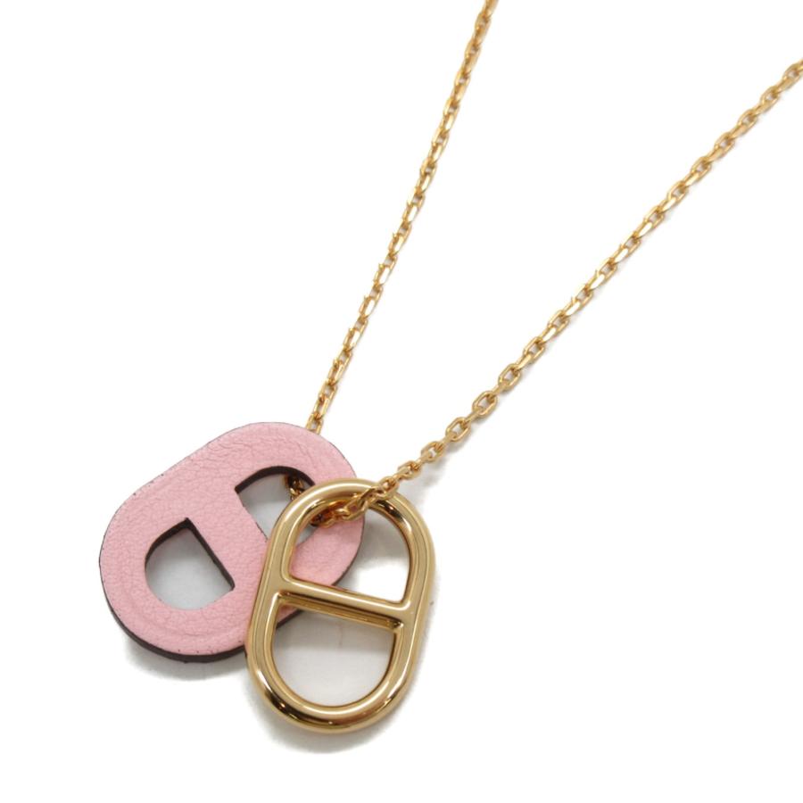 HERMES エルメス ネックレス オーマイヨン ゴールド系 レザー 中古  