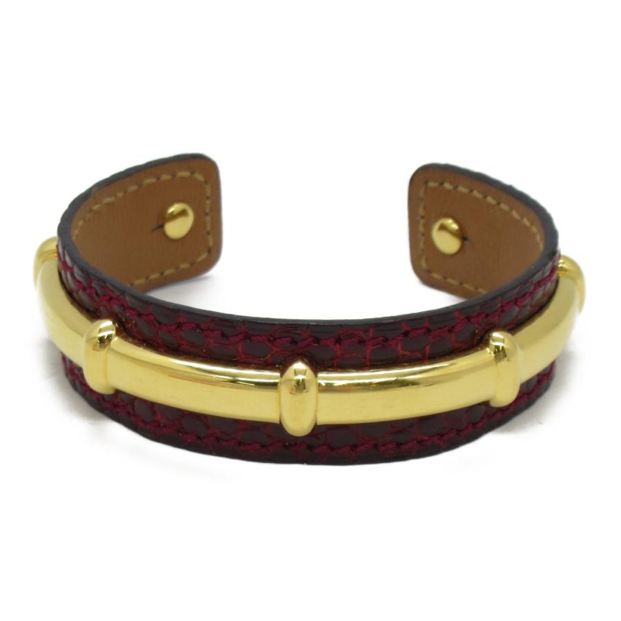 HERMES エルメス バングル バングル ボルドー系 レザー 中古