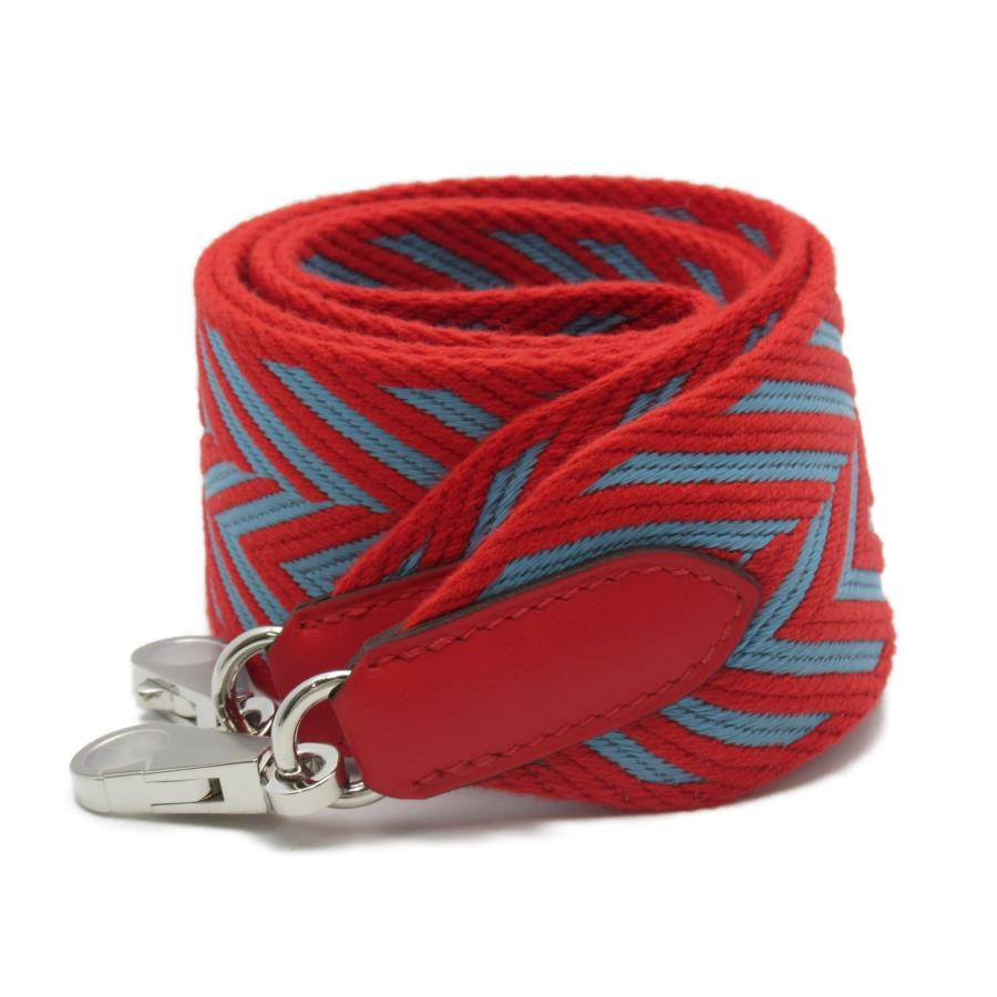 HERMES エルメス ショルダーストラップ サングル レッド系 キャンバス  
