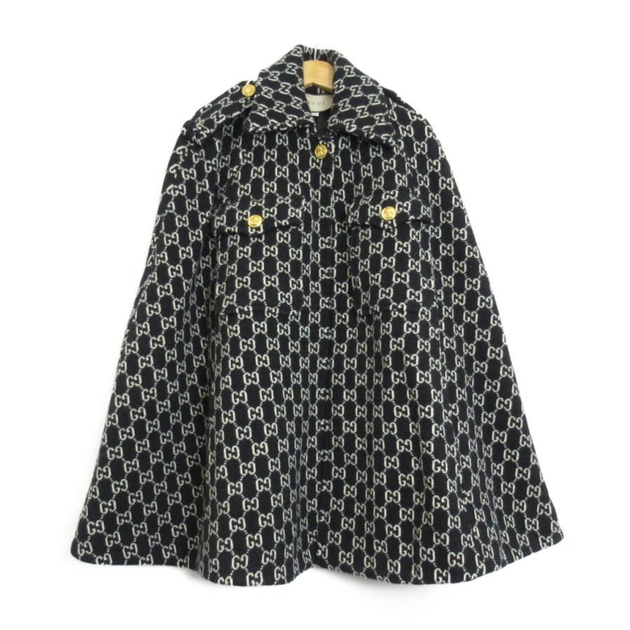 GUCCI グッチ ポンチョ ブラック系 ウール 中古 レディース GUCCI グッチ ポンチョ ブラック系 ウール 中古 レディース