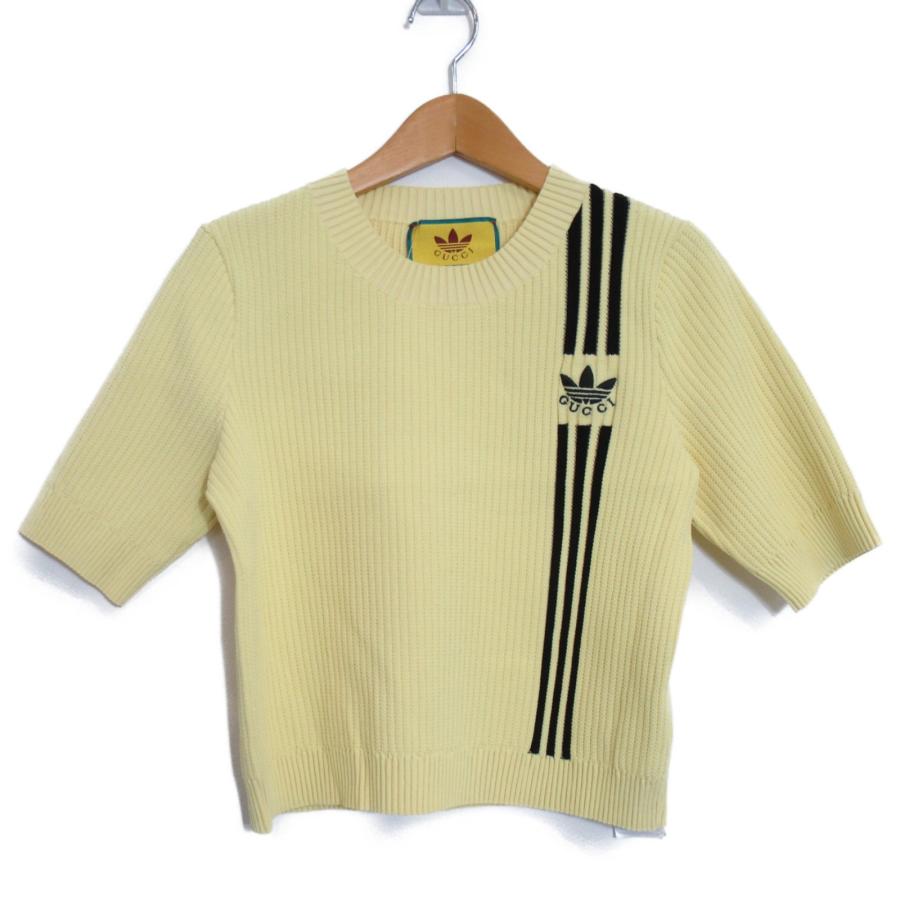 GUCCI グッチ ニット adidasコラボ イエロー系 レーヨン 中古 GUCCI グッチ ニット adidasコラボ イエロー系 レーヨン 中古