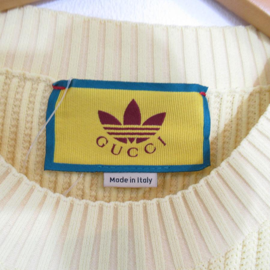 GUCCI グッチ ニット adidasコラボ イエロー系 レーヨン 中古 GUCCI グッチ ニット adidasコラボ イエロー系 レーヨン 中古