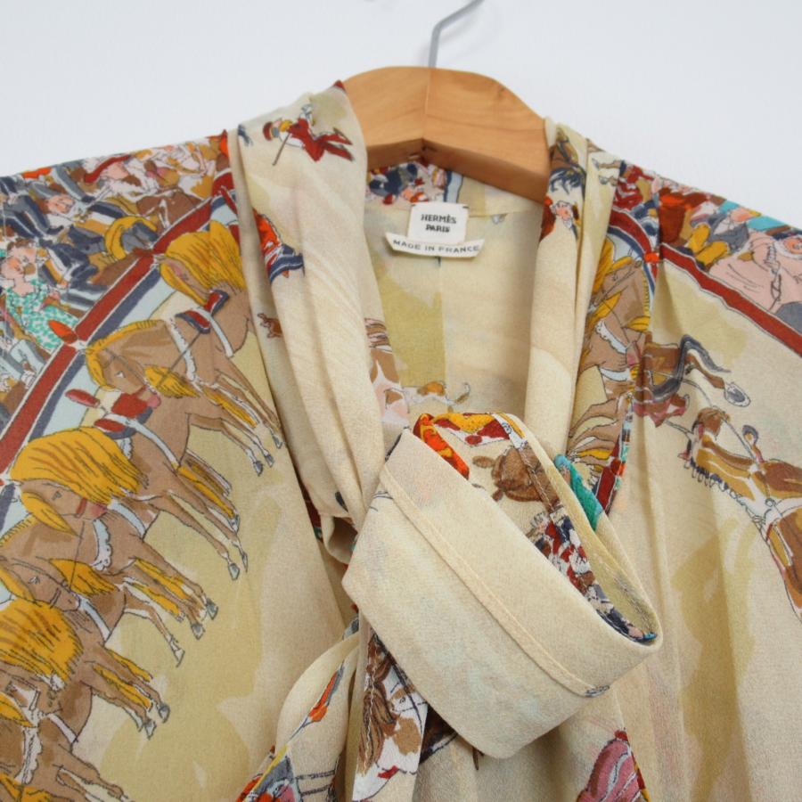 HERMES エルメス ブラウス イエロー系 シルク 中古 レディース HERMES エルメス ブラウス イエロー系 シルク 中古 レディース