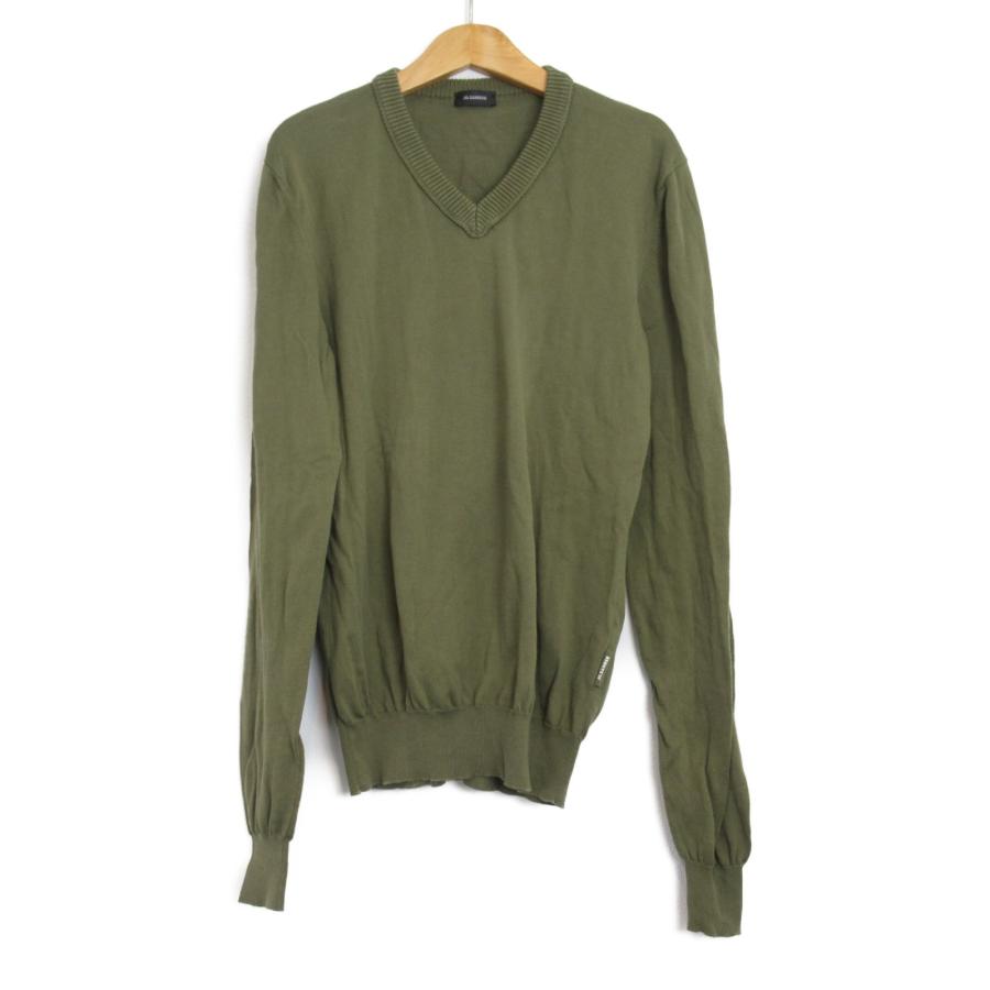 JIL SANDER ジルサンダー ニット Vネックニット カーキ系 コットン 