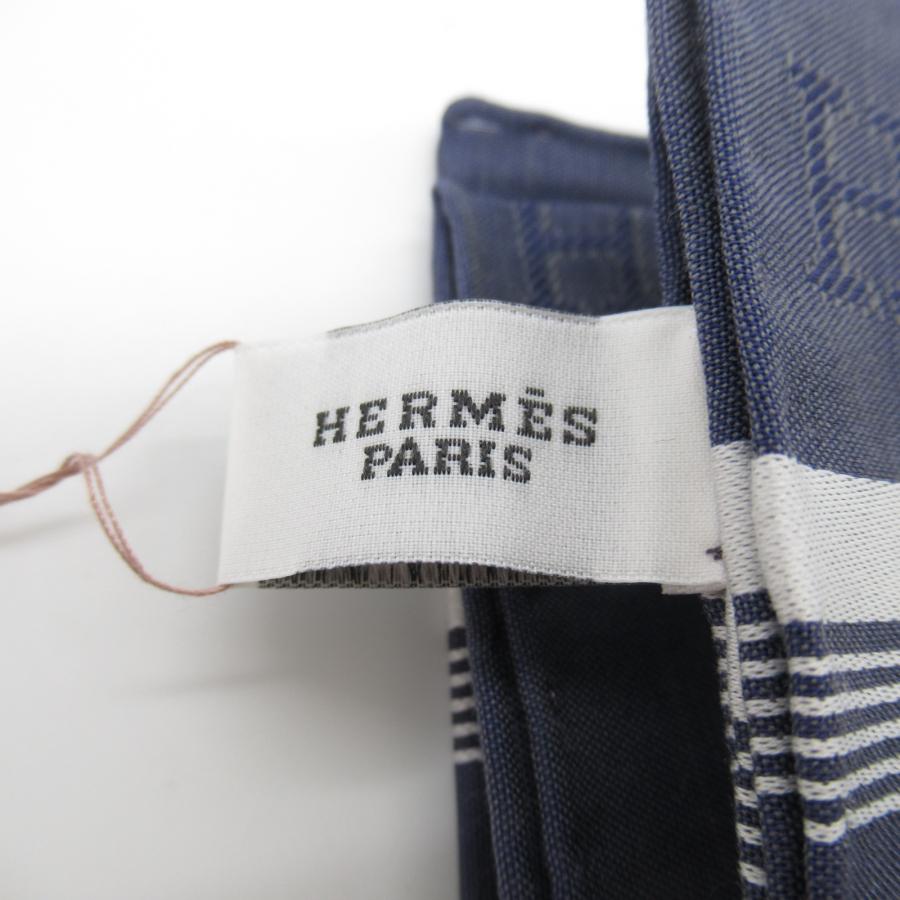 HERMES エルメス ハンカチ ネイビー系 コットン 中古 メンズ HERMES エルメス ハンカチ ネイビー系 コットン 中古 メンズ