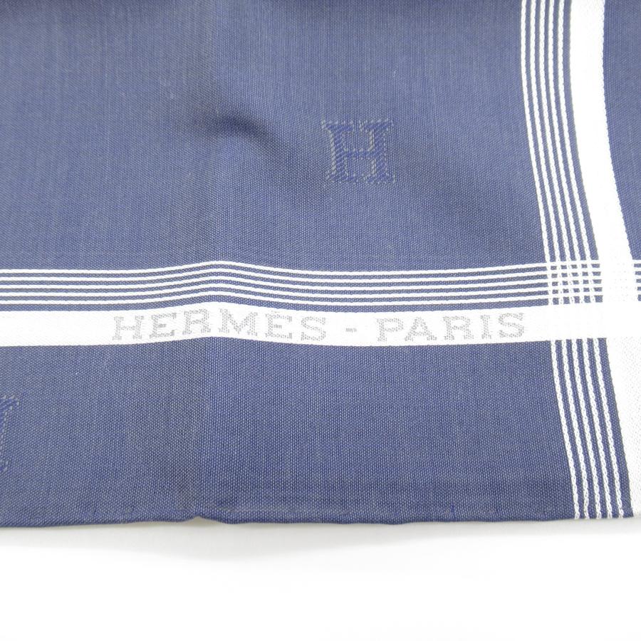 HERMES エルメス ハンカチ ネイビー系 コットン 中古 メンズ HERMES エルメス ハンカチ ネイビー系 コットン 中古 メンズ