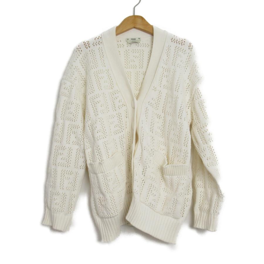FENDI フェンディ カーディガン ホワイト系 コットン 中古 レディース 