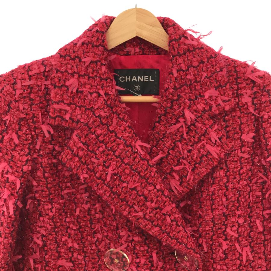 シャネルCHANEL コート 赤ツィード
