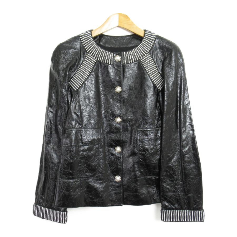 CHANEL シャネル その他ジャケット パール付 レザージャケット  