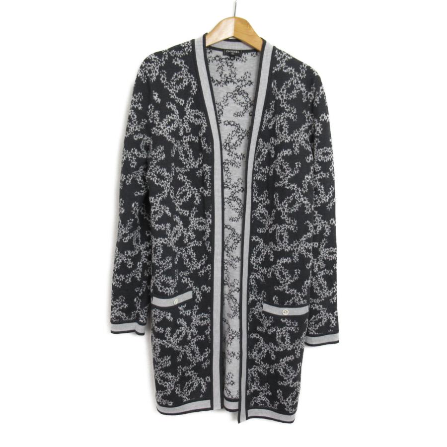 CHANEL シャネル カーディガン ロングカーディガン グレー系 コットン 