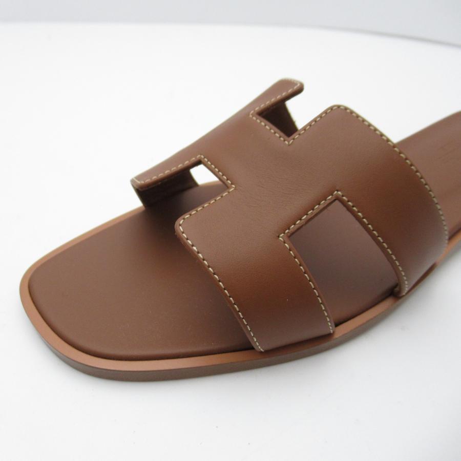 HERMES エルメス サンダル オラン ブラウン系 レザー 中古 HERMES エルメス サンダル オラン ブラウン系 レザー 中古