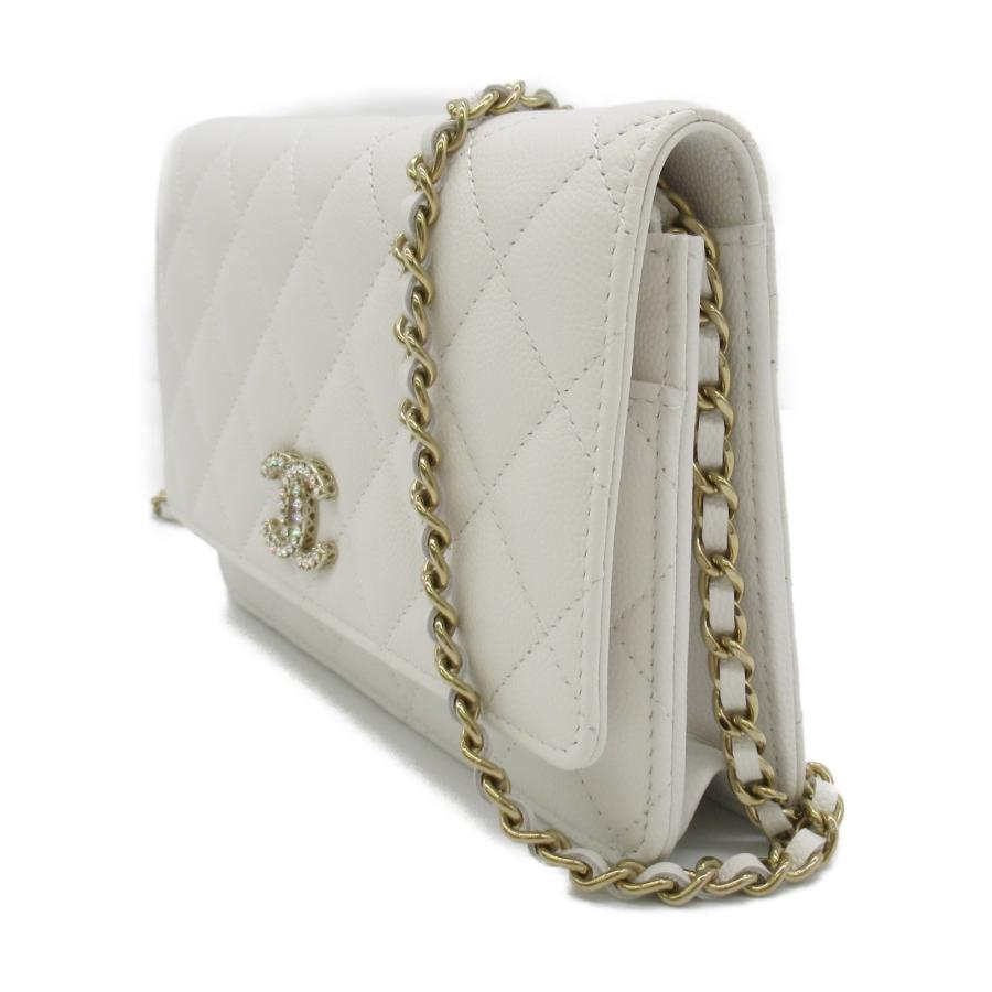 CHANEL シャネル ショルダーバッグ チェーンウォレット ホワイト系 