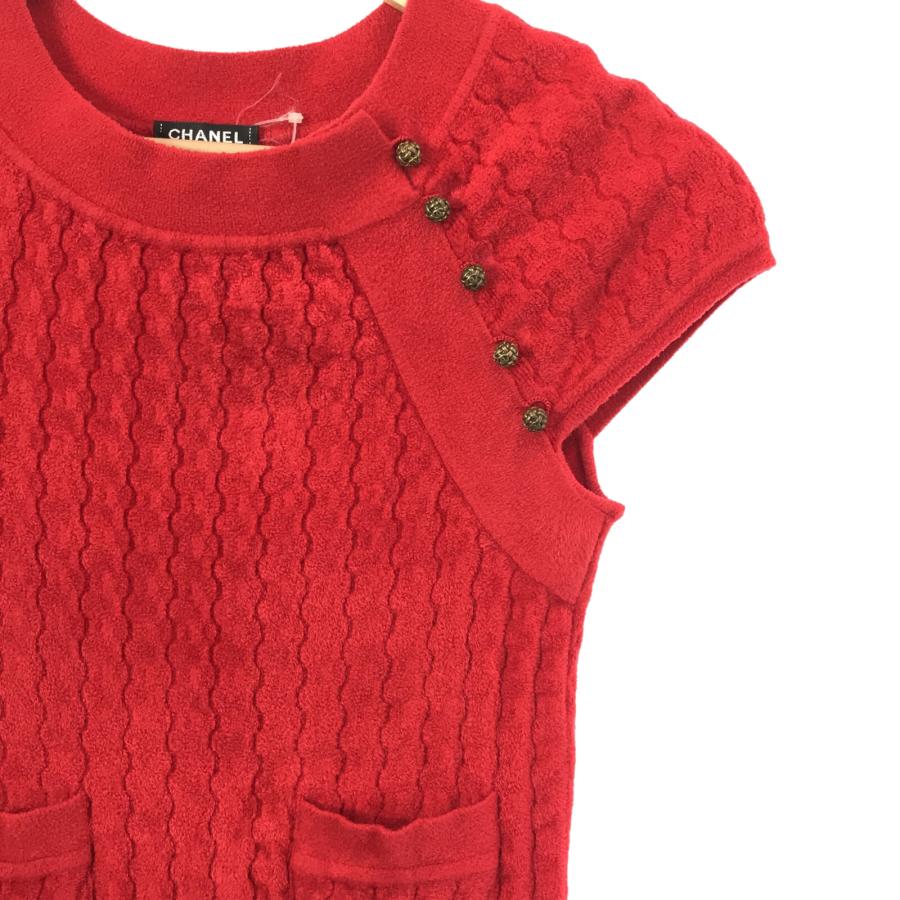 CHANEL シャネル ワンピース 半袖ワンピース レッド系 レーヨン 中古 