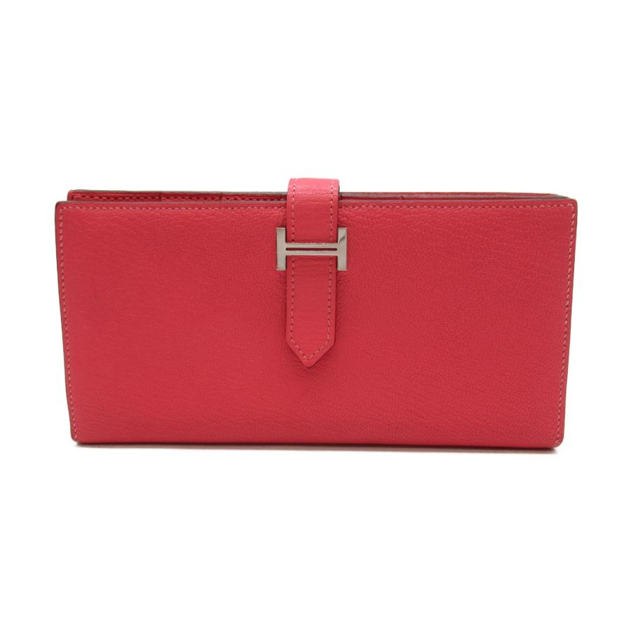 HERMES エルメス ベアンスフレ ローズアザレ シルバー金具 長財布 