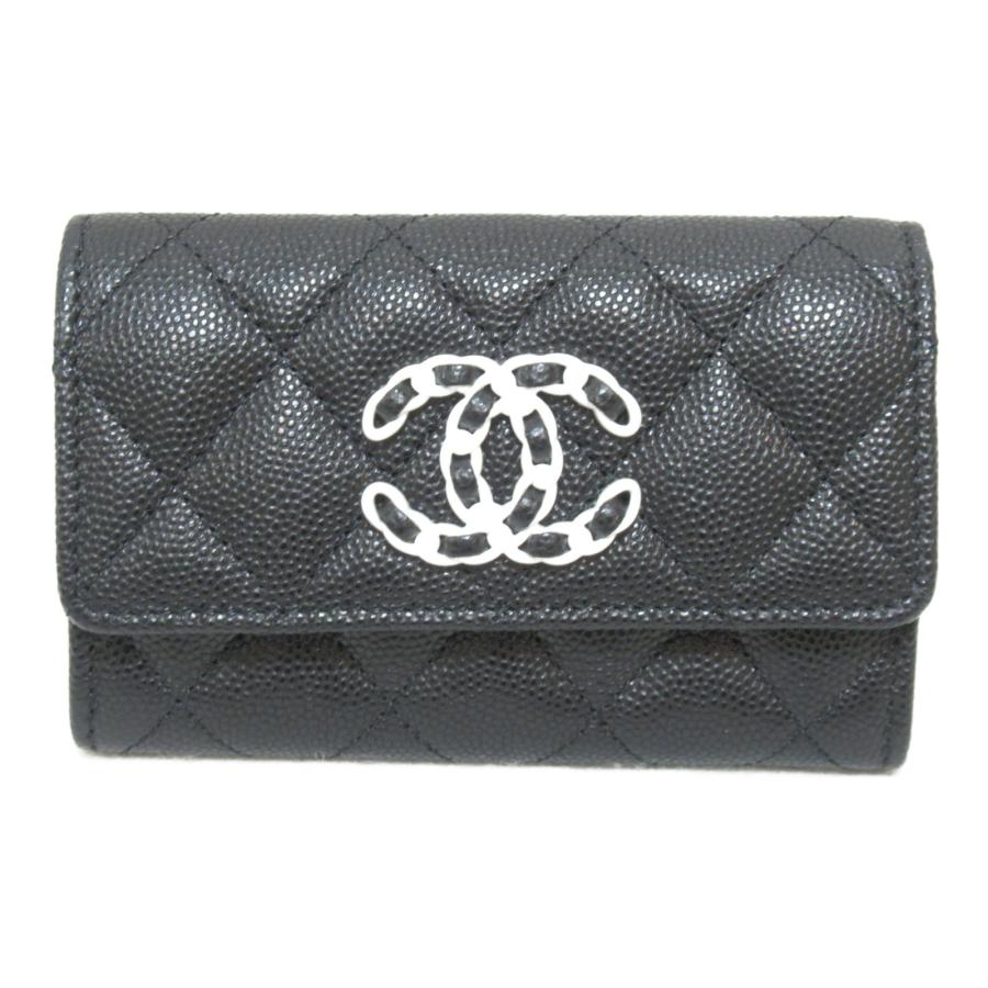 CHANEL シャネル 名刺入れ シャネル19 カードケース ブラック系 CHANEL シャネル 名刺入れ シャネル19 カードケース ブラック系