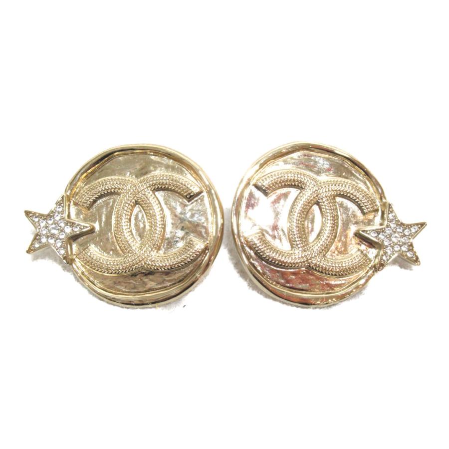 CHANEL ピアス ココマーク ラインストーン GP ゴールド B23B