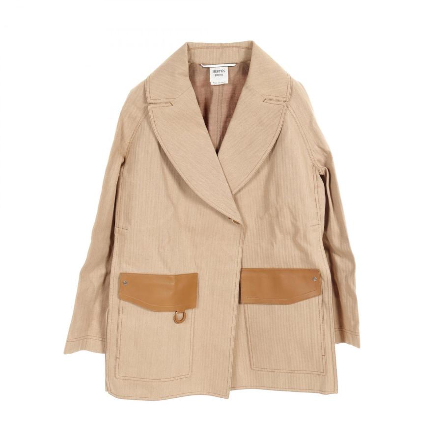 HERMES エルメス レザー コート セリエボタン ランウェイ ベルト付き HERMES エルメス レザー コート セリエボタン ランウェイ ベルト付き