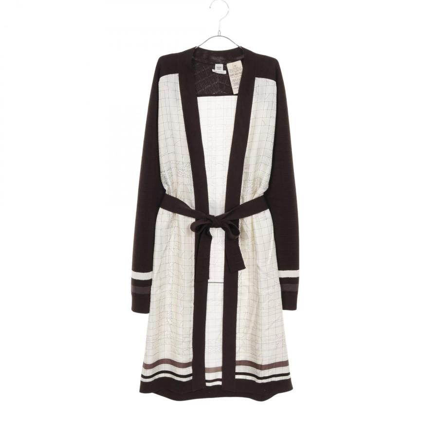 エルメス HERMES ツイルレーヌ Coaching Deja Vu Finesse カーディガン 衣料品 トップス シルク ウール シルク レディース アイボリー系 / ブラウン系 【中古】 HERMES（エルメス） ツイルレーヌ Coaching Deja Vu Finesse ブランド