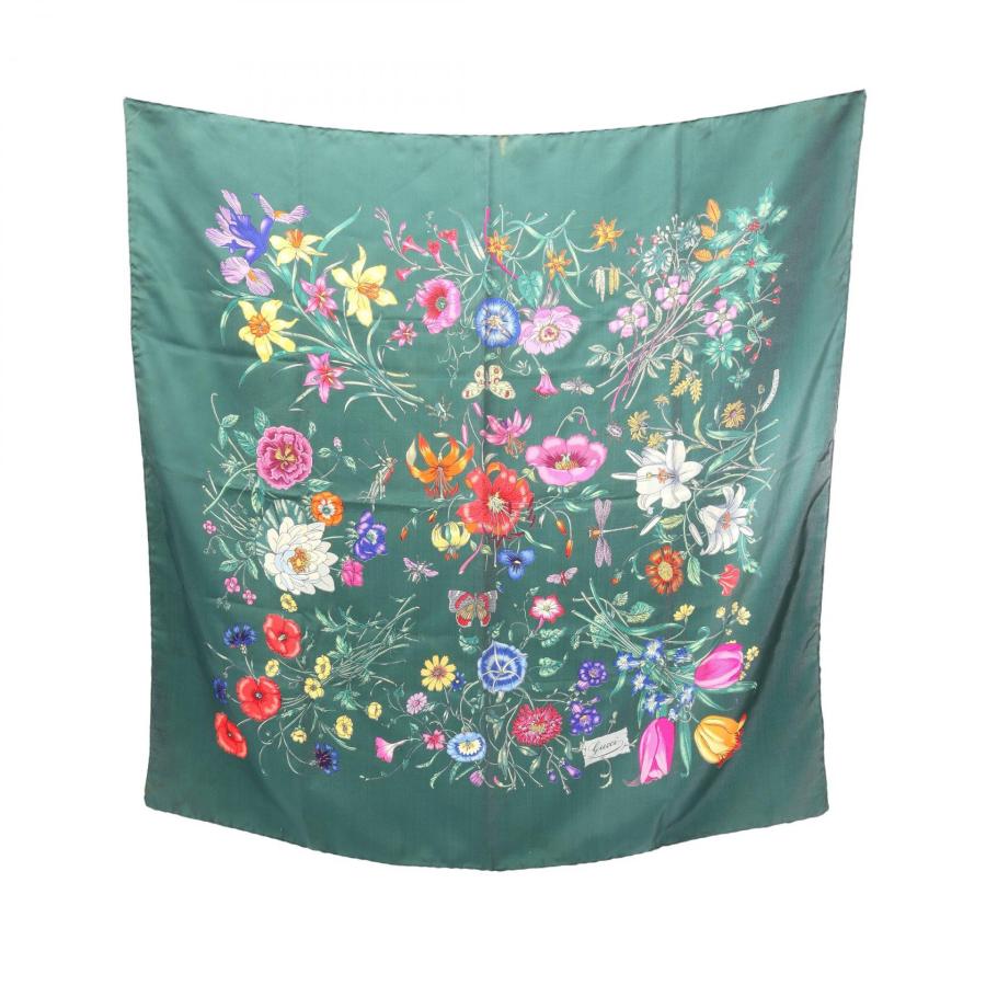 GUCCI オールドグッチ 花柄 フローラ柄 シルクスカーフ GUCCI（グッチ） フローラ ブランドオフ シルク スカーフ 中古