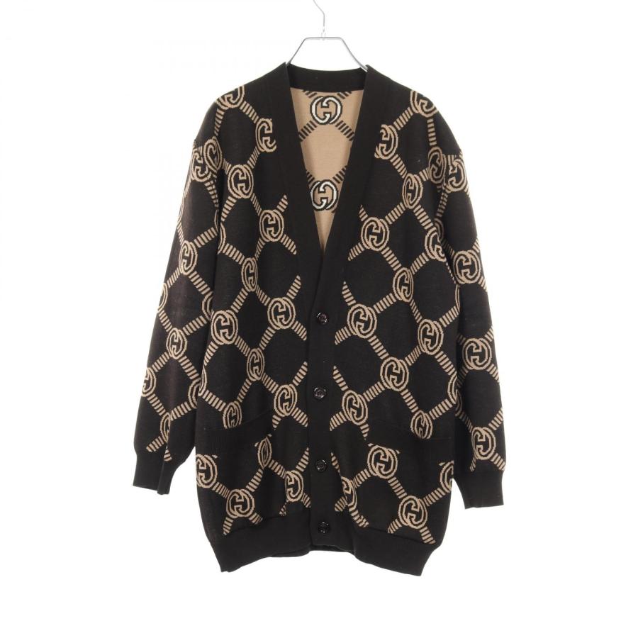 GUCCI (グッチ) インターロッキング　パールボタン ラメニットカーディガン 中古・古着通販】GUCCI (グッチ) GGチャーム付ラメカーディガン