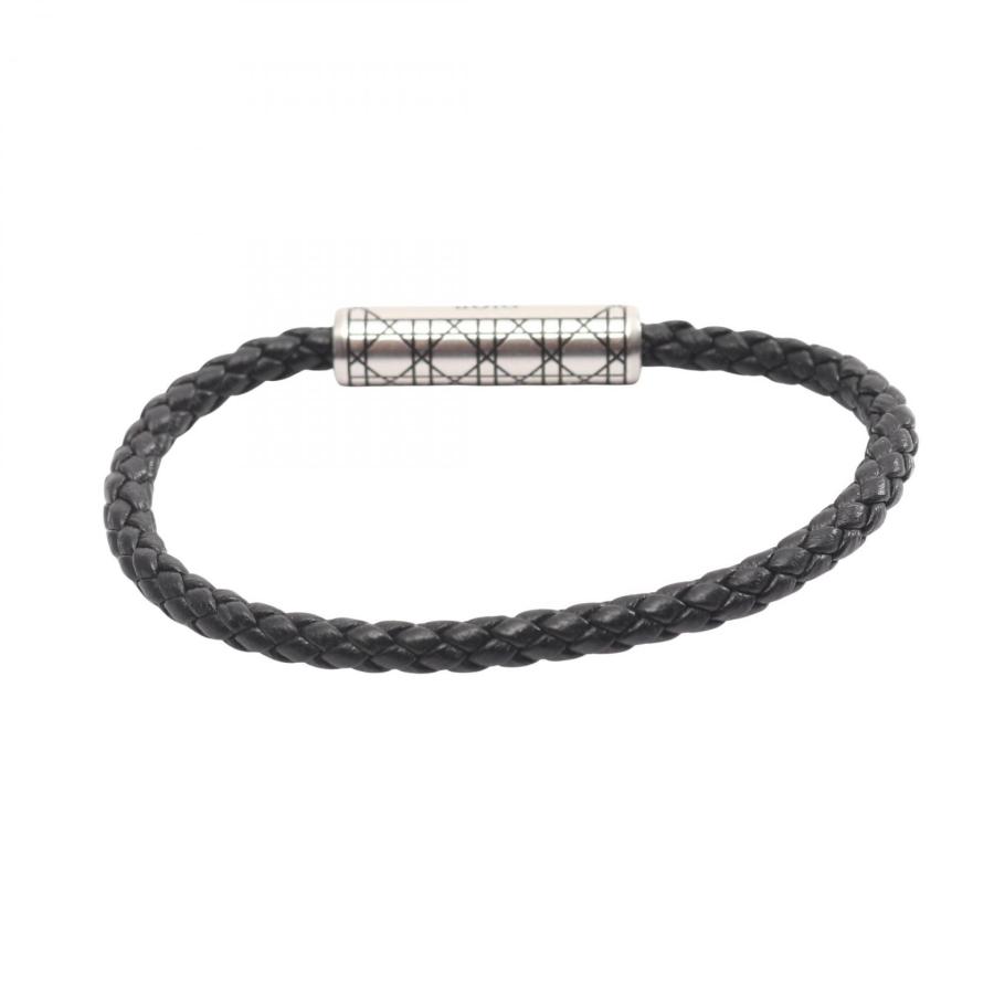 Dior ブラックレザーブレスレット ディオール カナージュ ブランドオフ Dior レザー ブレスレット 中古