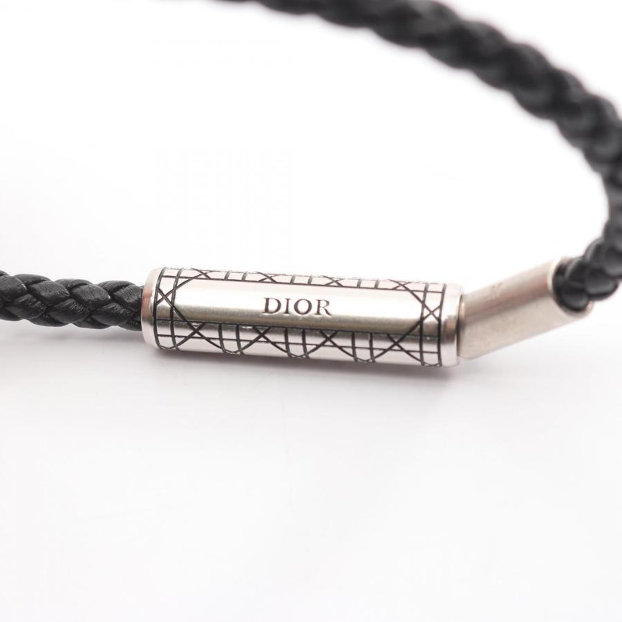 【特価】Dior 編み込みレザーブレスレット【美品】 ディオール カナージュ ブランドオフ Dior レザー ブレスレット 中古
