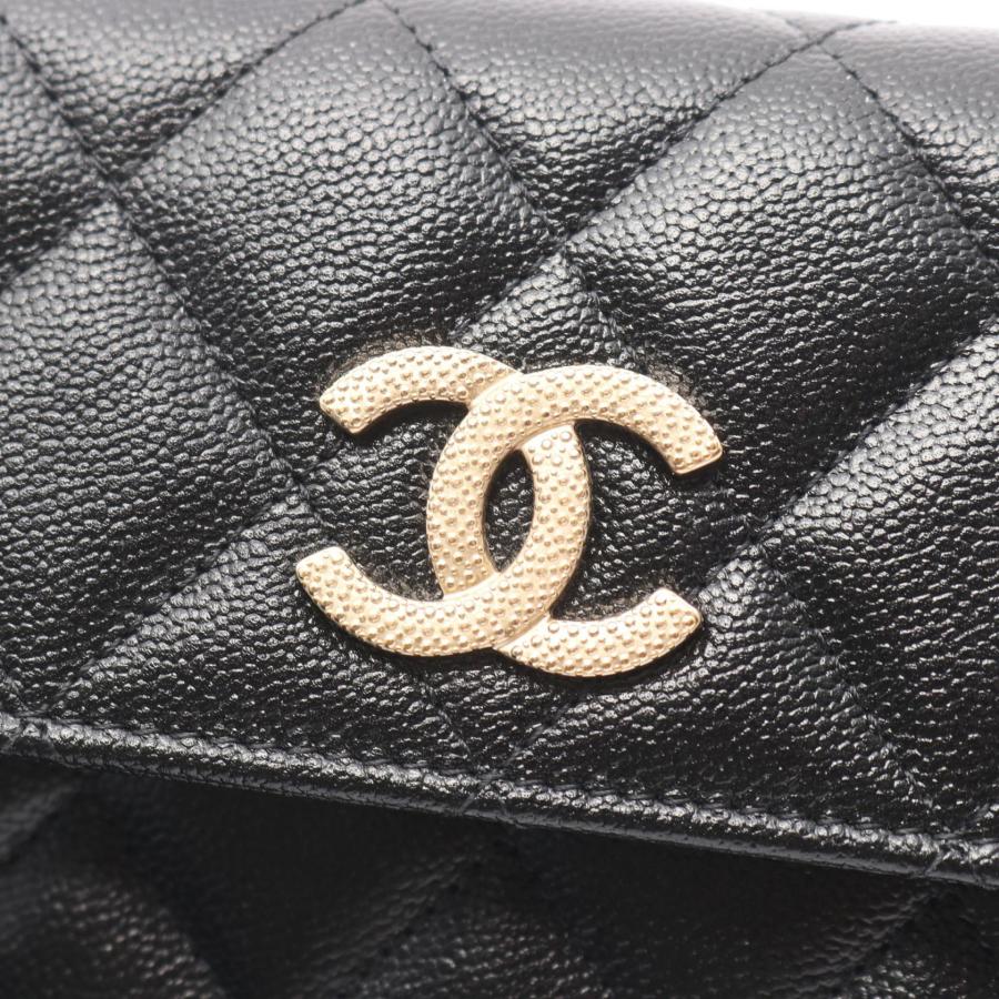シャネル マトラッセ ブランドオフ CHANEL キャビアスキン(グレインドカーフ) 二つ折り長財布 キャビア 中古 レの画像