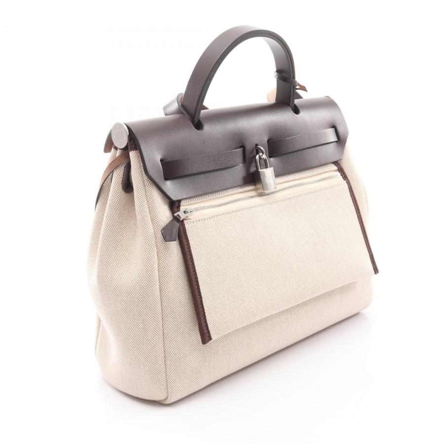 良品 HERMES エルメス エールバッグ PM ハンドバッグ ショルダーバッグ HERMES（エルメス） エールバッグジップPM ホブネイル エクリュ エベヌ